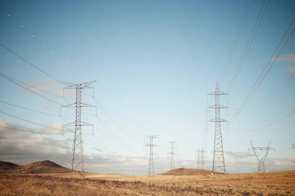 Linha Energia Província Zaragoza Aragão Espanha — Fotografia de Stock