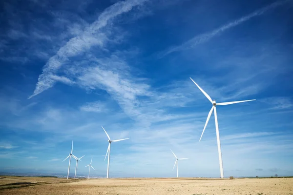 Turbinas Eólicas Para Produção Energia Elétrica Província Zaragoza Aragão Espanha — Fotografia de Stock