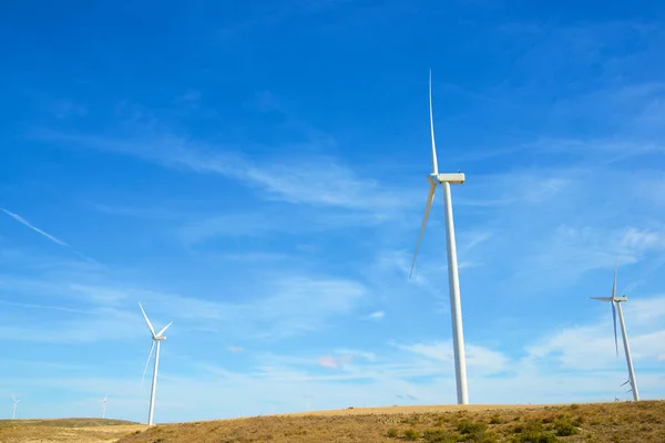 Turbinas Eólicas Para Produção Energia Elétrica Província Zaragoza Aragão Espanha — Fotografia de Stock