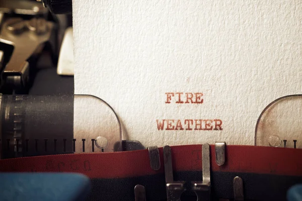 Fire Weather Text Written Typewriter — 图库照片