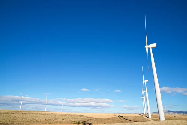 Turbinas Eólicas Para Produção Energia Elétrica Província Zaragoza Aragão Espanha — Fotografia de Stock