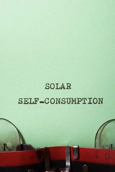 Ηλιακή Αυτο Κατανάλωση Κείμενο Γραμμένο Γραφομηχανή — Φωτογραφία Αρχείου