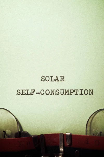 Ηλιακή Αυτο Κατανάλωση Κείμενο Γραμμένο Γραφομηχανή — Φωτογραφία Αρχείου