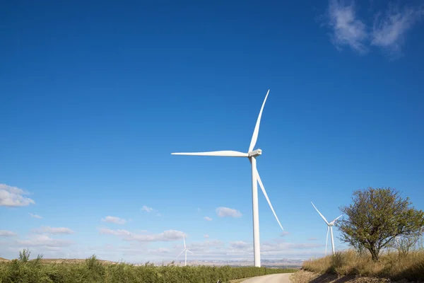 Větrné Turbíny Pro Výrobu Elektrické Energie Provincie Zaragoza Aragon Španělsku — Stock fotografie