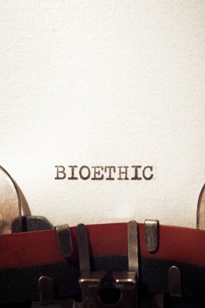 Bioetisk Text Skriven Med Skrivmaskin — Stockfoto