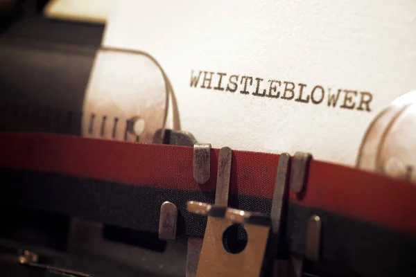 Κείμενο Whistleblower Γραμμένο Γραφομηχανή — Φωτογραφία Αρχείου
