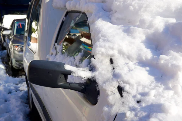 Snowy Cars Jaca Provincia Huesca Pirineos España —  Fotos de Stock