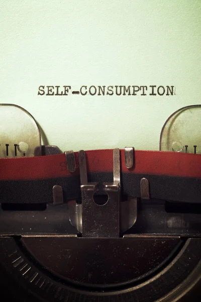 Self Consumption Text Written Typewriter — Zdjęcie stockowe