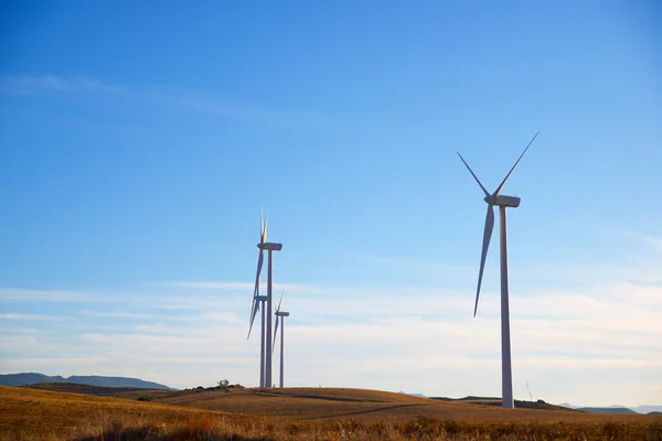 Turbinas Eólicas Para Produção Energia Elétrica Província Zaragoza Aragão Espanha — Fotografia de Stock