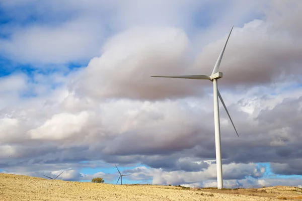 Větrné Turbíny Pro Výrobu Elektrické Energie Provincie Zaragoza Aragon Španělsku — Stock fotografie