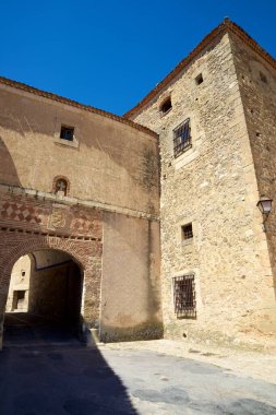 Pedraza köyüne giriş, Segovia vilayeti, Castilla Leon, İspanya
