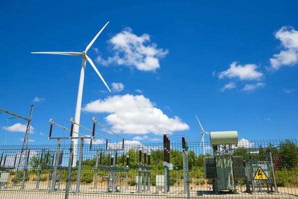 Вітрова Турбіна Виробництва Електроенергії Електропідстанція Провінція Сеговія Кастилія Леон Іспанії — стокове фото