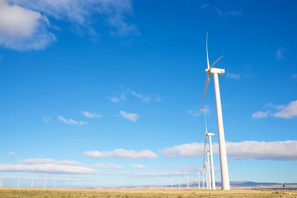 Turbinas Eólicas Para Produção Energia Elétrica Província Zaragoza Aragão Espanha — Fotografia de Stock