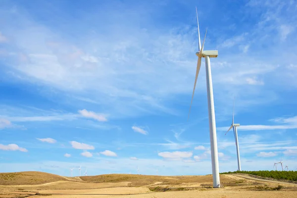 Ветряные Турбины Производства Электроэнергии Провинция Сарагоса Арагон Испании — стоковое фото