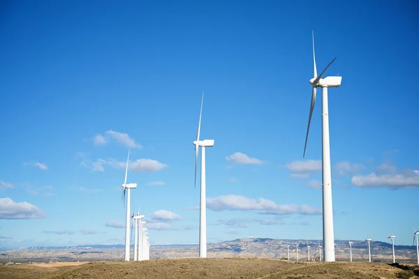 Turbinas Eólicas Para Produção Energia Elétrica Província Zaragoza Aragão Espanha — Fotografia de Stock