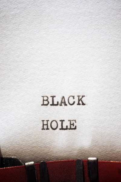 Schwarzes Loch Phrase Mit Schreibmaschine Geschrieben — Stockfoto