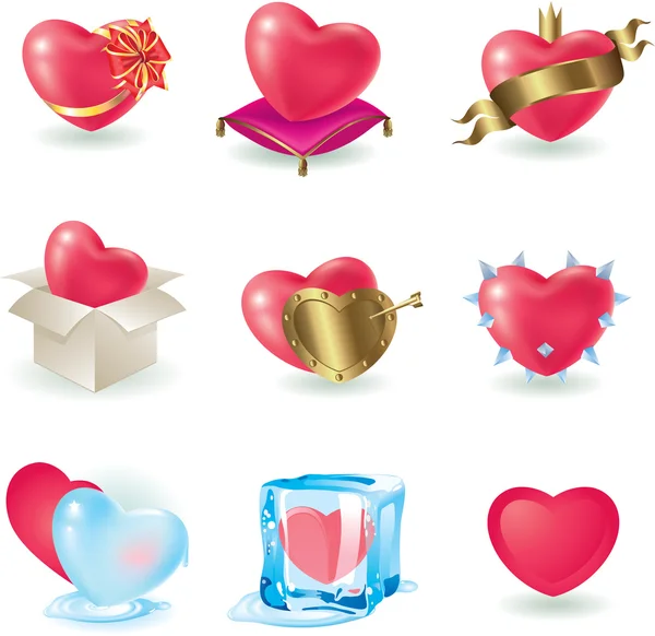 Valentine heart icon set — Stock Vector