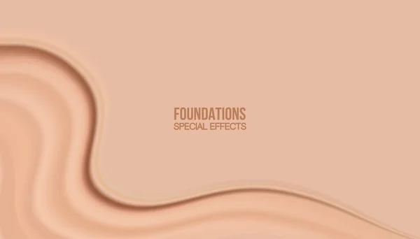 Realistic Beige Foundation Creamy Texture Beauty Products Advertising Effect — Stockový vektor