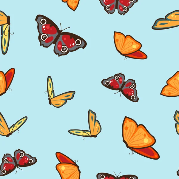 Bezešvé vzory s motýly — Stockový vektor