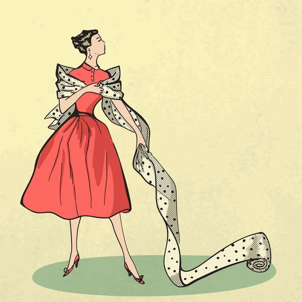 Mujer joven modish con perno de tela — Archivo Imágenes Vectoriales