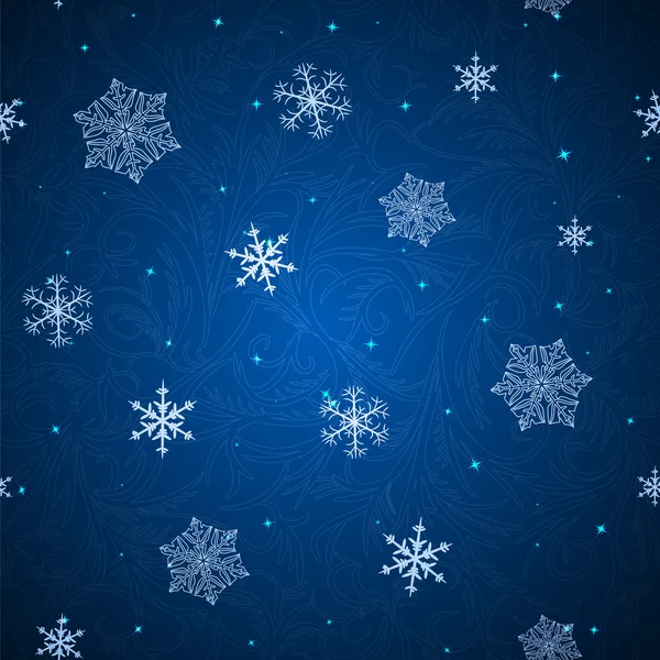 Fondo brillante con copos de nieve — Vector de stock