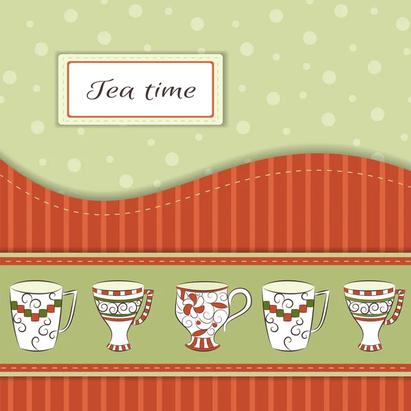 Fondo vectorial con tazas de té — Archivo Imágenes Vectoriales