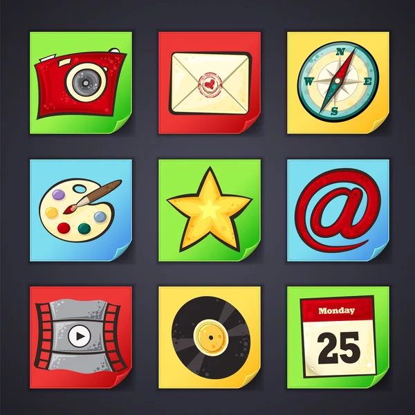 Icons for apps in cartoon style — Stockvector