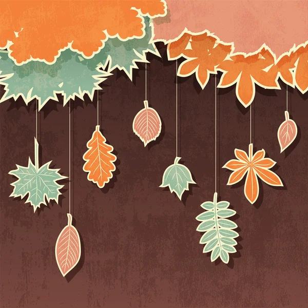 秋の紅葉とレトロな背景 — ストックベクタ