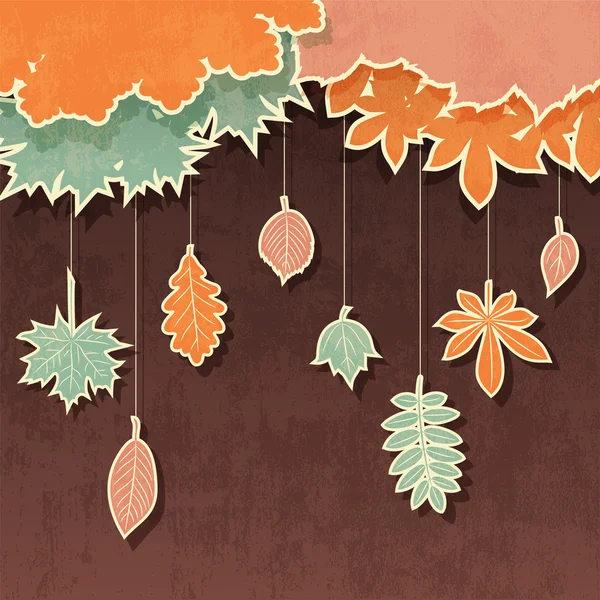 Retro background with autumn leaves — Stock Vector