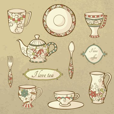 Retro dishware kümesi