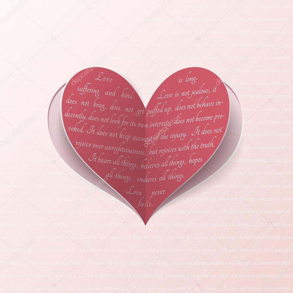 Greeting card with paper heart