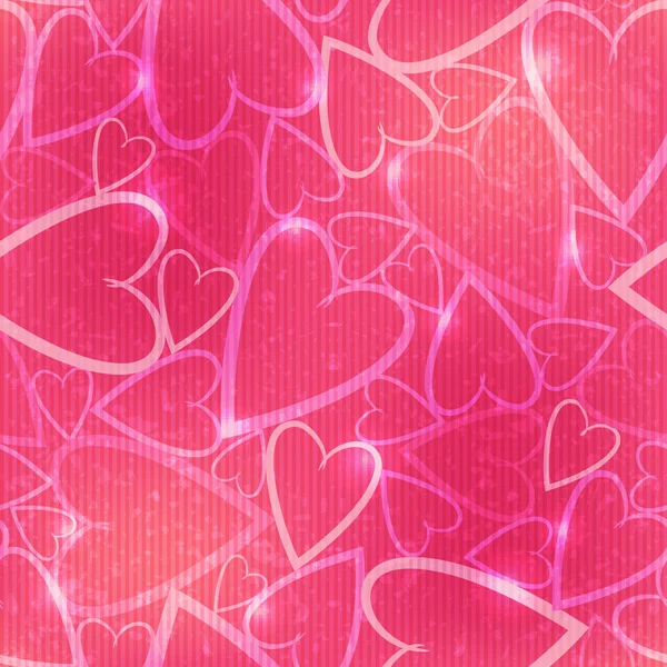 Rosa romantisches nahtloses Muster mit Herzen — Stockvektor
