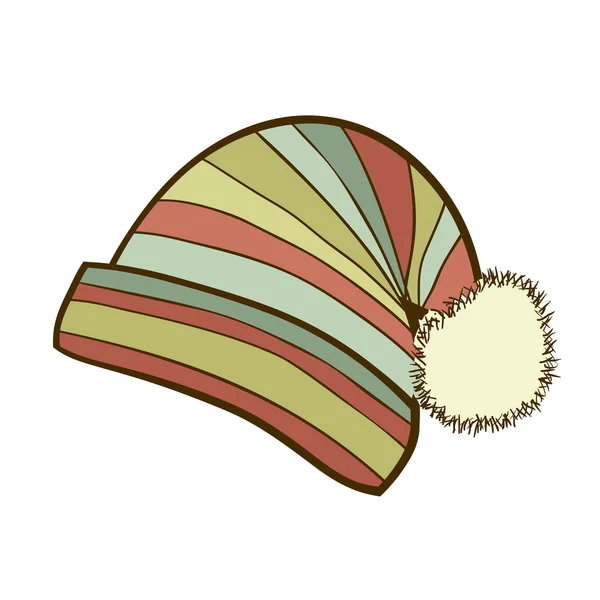 与绒球的条纹的冬帽 — 图库矢量图片