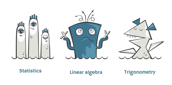 Uppsättning matematik monster — Stock vektor