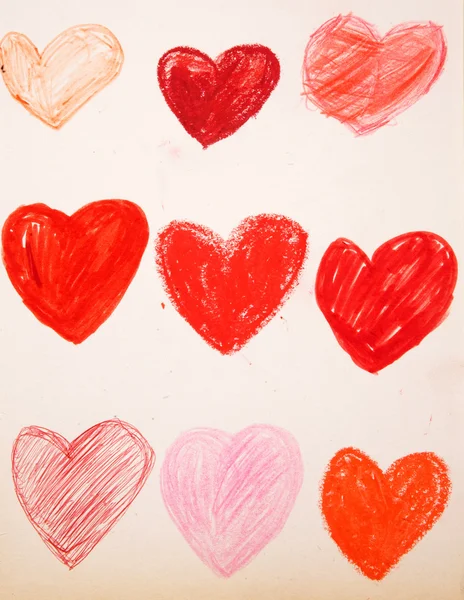 Heart shape drawing on old paper — Stock Photo, Image