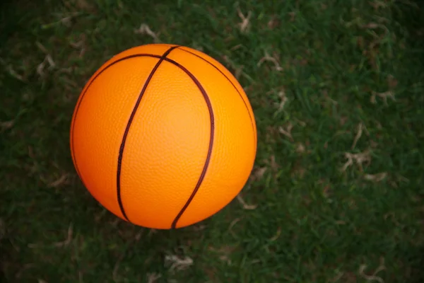 Basketball on green grass — Stock fotografie