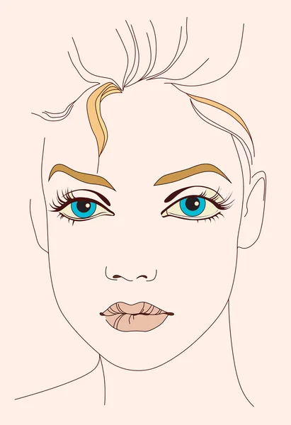 Cara de chica de ojos azules — Archivo Imágenes Vectoriales