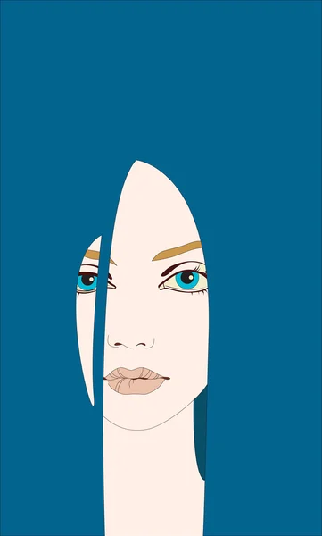 Fille aux cheveux bleus — Image vectorielle