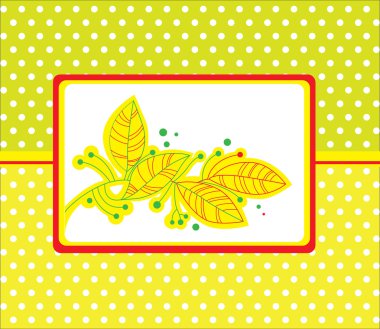 Sarı bir arka plan üzerinde çerçeve ile defne yaprakları