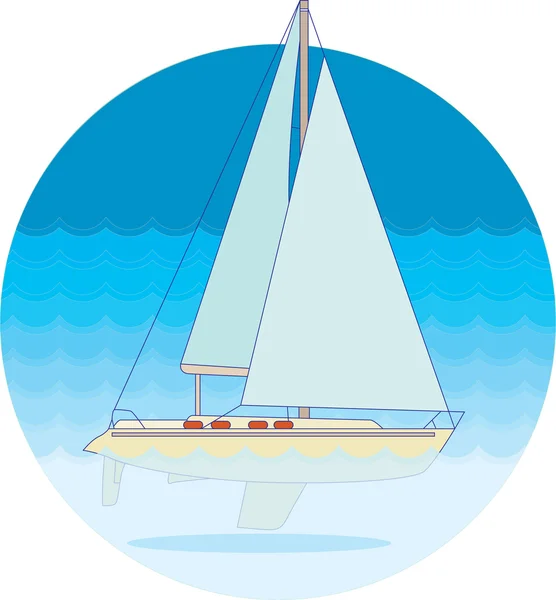 Yate en el mar — Vector de stock