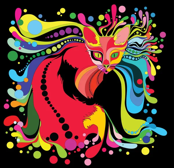 Psychedelic cat — Stock Vector