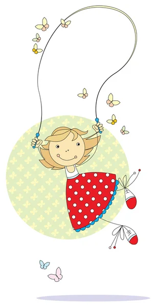 Girl jumping rope — Stock Vector