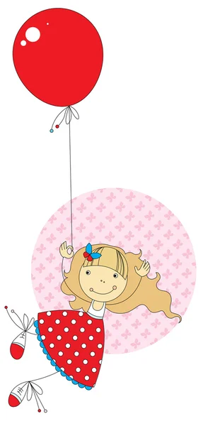 Girl with a balloon — Stock Vector