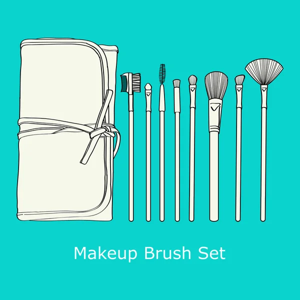Makeup Brush Set — Stock Vector