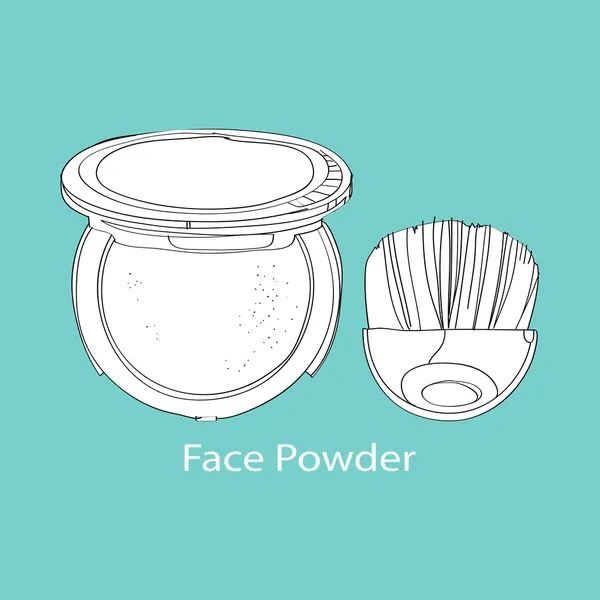 Face powder and brush — Stock Vector