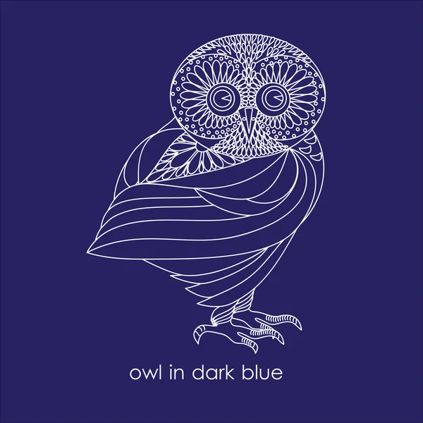 Owl in dark blue — Stock Vector