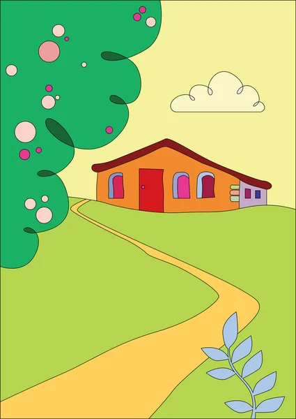 Cottage on the outskirts — Stock Vector