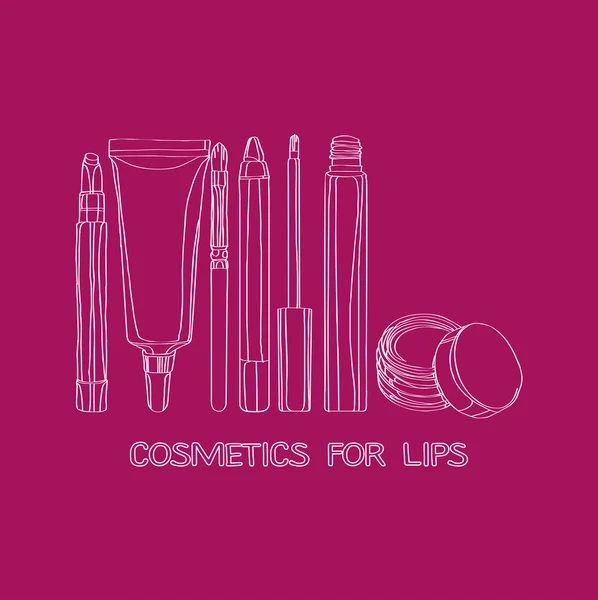 Kosmetik für Lippen — Stockvektor