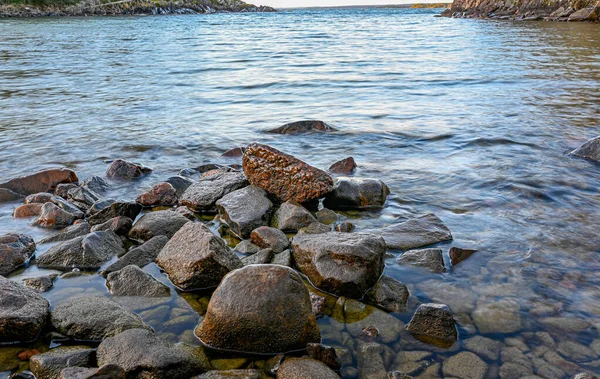 Pile of rocks in bay of lake Vattern Sweden — Stock Photo, Image