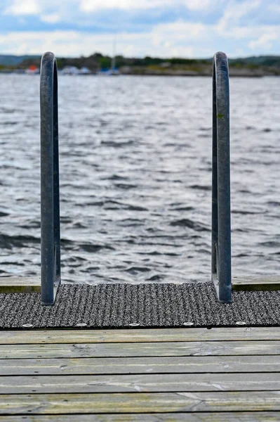 Close Railings Bathing Ladder Stromstad Sweden August 2022 — Fotografia de Stock